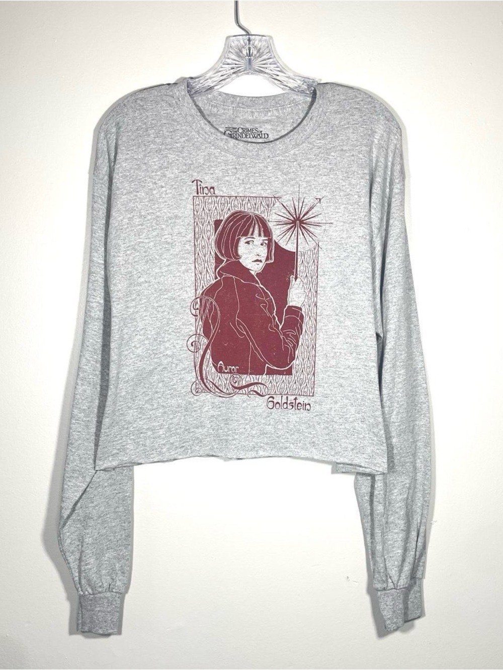 Fantastic Beasts Tina Goldstein Cropped Graphic Long Sleeve Tee Gray HarryPotter